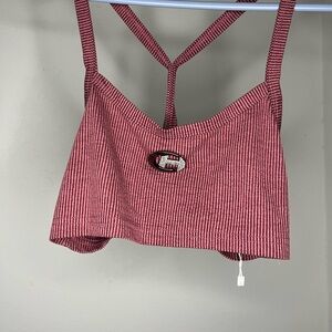 SHEIN Red Striped Crop Top